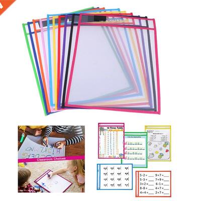 1pc Reusable Dry Erasable Pockets Transparent Write And Wipe