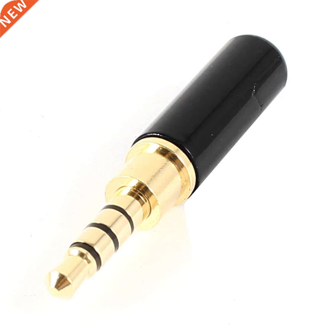 3.5mm 4 Pole Male Plug Solder Connector Gold Black for 4mm C