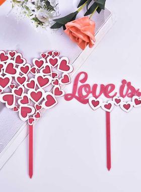 Happy Valentine's Day Birtay Cake Topper Love Heart Acry