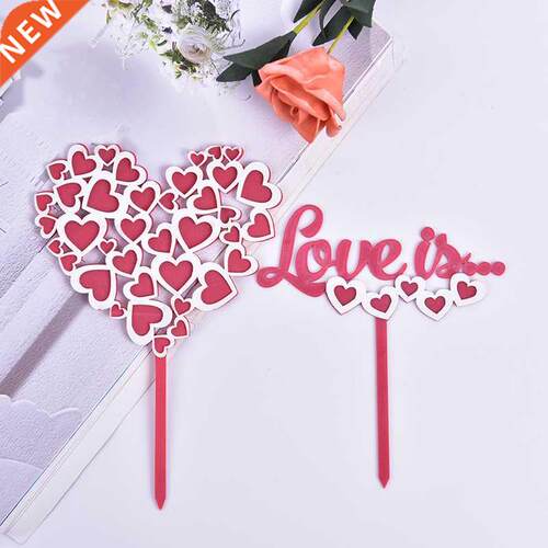 Happy Valentine's Day Birtay Cake Topper Love Heart Acry