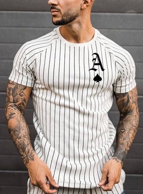 T Shirt for Men Stripped Tshirt Summer Men Clothing Streetwe