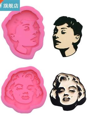 Women Men Head Avatar Keychain Epoxy Resin Mold Earrings Pen