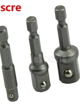 3 Sizes Socket Adapter Set Hex Shank to 1/4