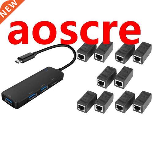 1 Pcs 4 Port USB C HUB Type C To USB 2.0 HUB 1 Pcs RJ45 Ne
