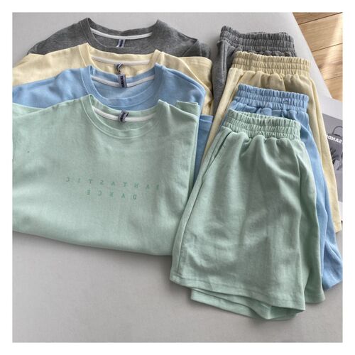 Shorts Sets Summer Cotton Sets Women Casual Two Pieces Short