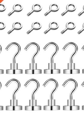 24 Pcs Magnetic Hooks No Drilling No Nails Ring Hooks for Ki