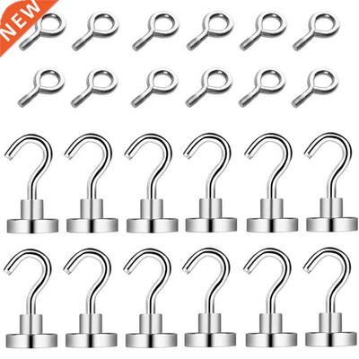 24 Pcs Magnetic Hooks No Drilling No Nails Ring Hooks for Ki