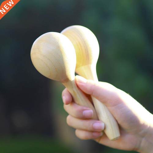 2pcs Baby Toys Wood Sand Hammer Wooden Maraca Rattles Kids M