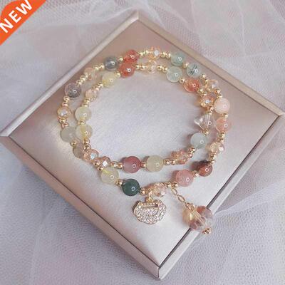 Double Circle Natural Red Agate/Strawberry Quartz/Garnet/Rut