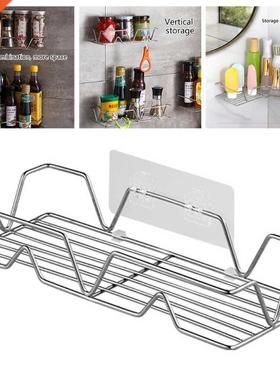 No Drilling Self-Adhesive Shower Shelf with Hooks Wall Hangi