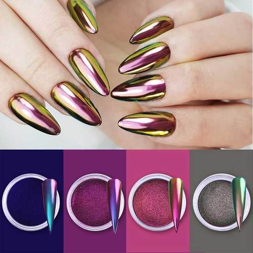 4pcs/Set Chameleon Effect Nail Glitter Powder Mirror Metalli