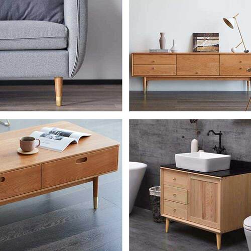 4Pcs Solid Wood Furniture Legs With Pure Copper Protective C