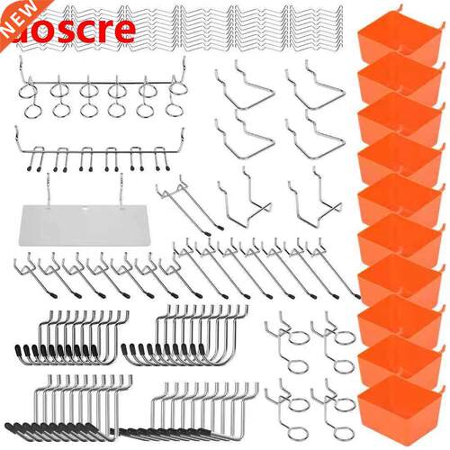 142Pcs Hanging board Hooks With Tool Box Organizer Garage St