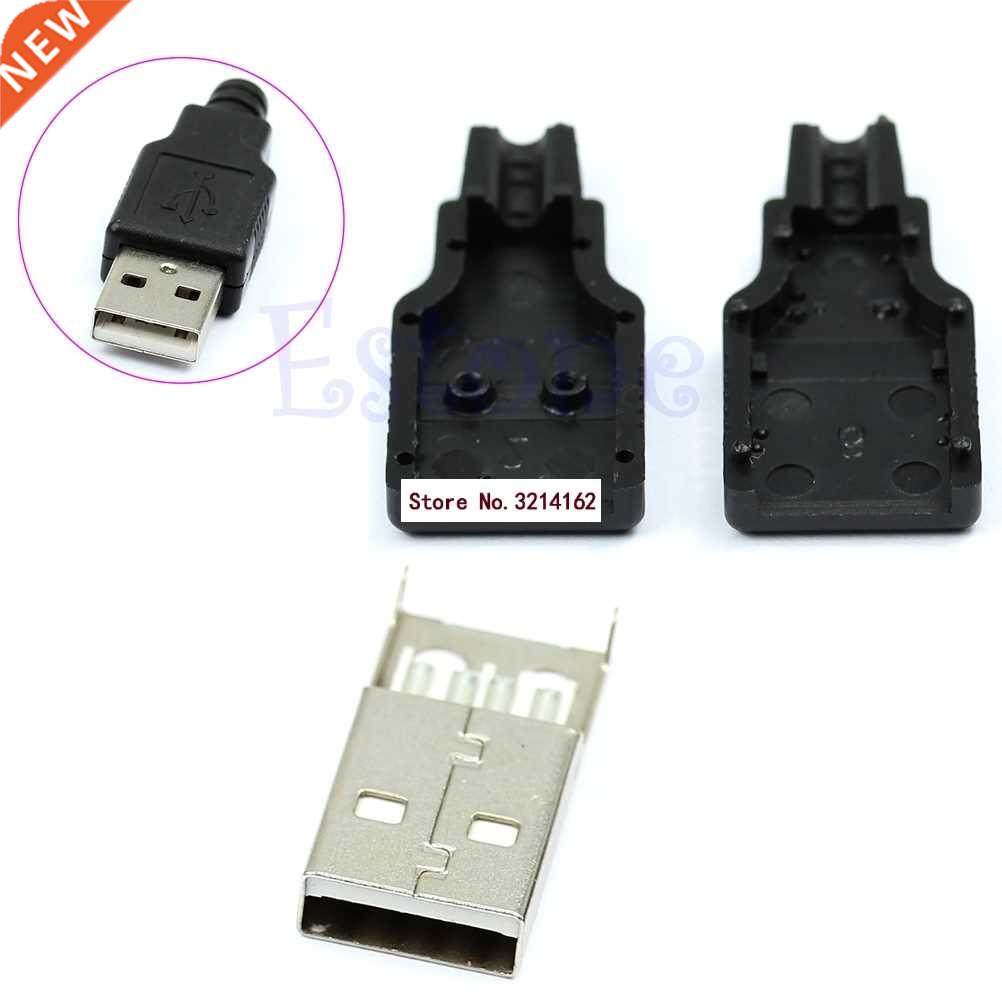 10pcs Type A Male USB 4 Pn Plug Socket Connector Wth Black