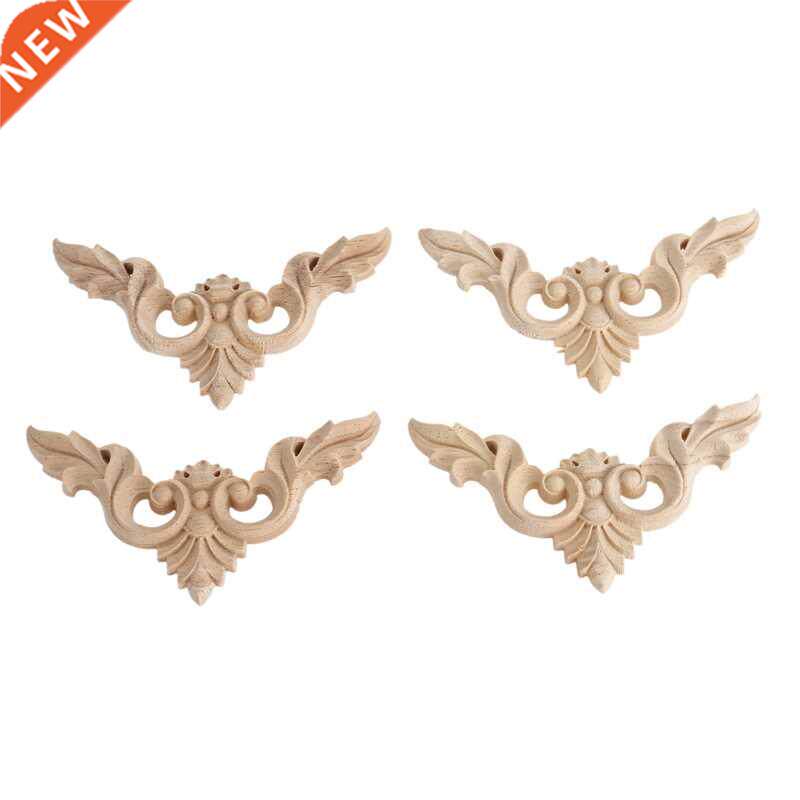 4pcs 8*8cm Wood Carved Corner Onlay Furniture Home Decoratio