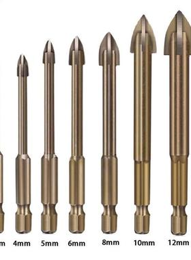 7Pcs 3-12mm Tile Drill Bits Set Cross Hex Shank Glass Drilli