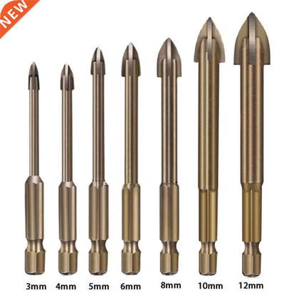 7Pcs 3-12mm Tile Drill Bits Set Cross Hex Shank Glass Drilli