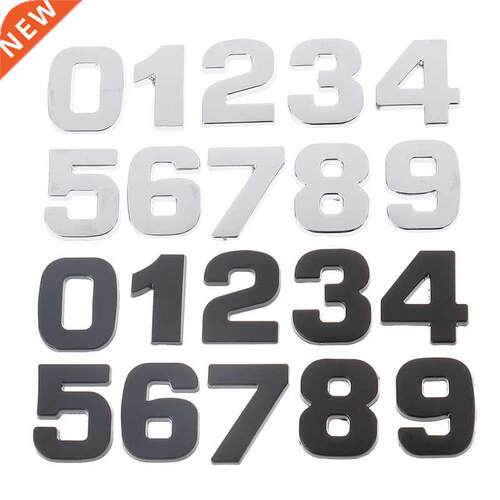 3D 5cm Digits 0-9 Number Sticker Plate Sign Hotel Silvery Do