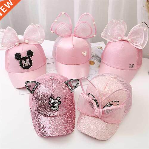 Chldren Bg Bow cartoon Baseball Cap Grls Pearl Snapback S