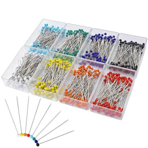 800pcs Sewing Pins 38mm Multicolor Glass all Head Pins For