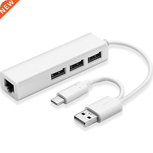 USB Ethernet with 3 Port HUB USB 2.0+Type-C RJ45 Lan Network