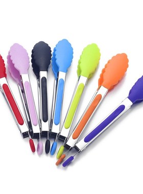Stainless steel Silicone Kitchen Tongs BBQ Clip Salad Bread