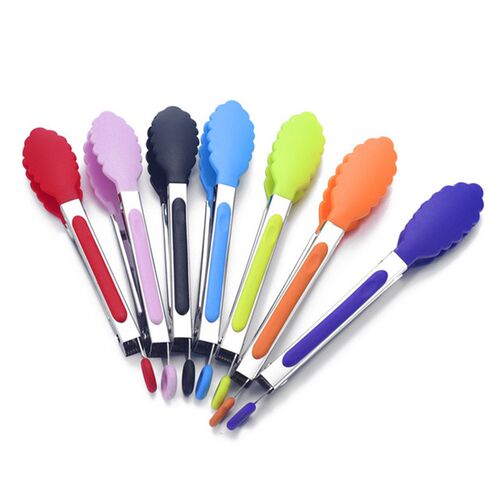 Stainless steel Silicone Kitchen Tongs BBQ Clip Salad Bread