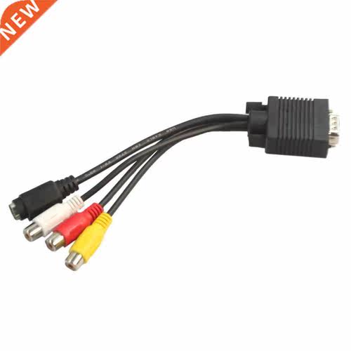 Black VGA SVGA male, S video 3 RCA audio video AV cable conv