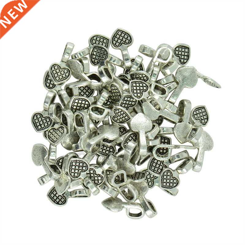 100pcs Heart Glue on Bail Earring Bails Glass Tile Char