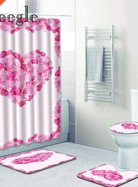 Zeegle Bathroom Bath Mat and Shower Curtain Set Anti slip B