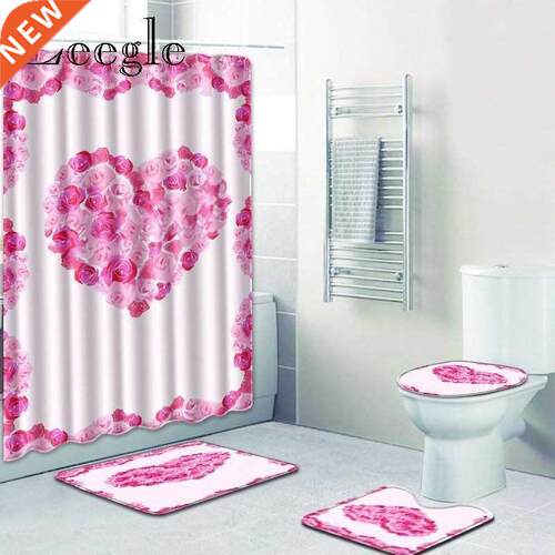 Zeegle Bathroom Bath Mat and Shower Curtain Set Anti slip B