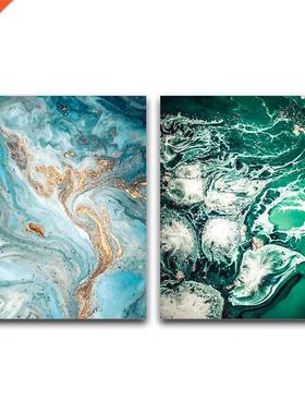 Green Blue Ocean River Fluid Abstract Wall Art Picture Canva