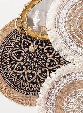 Round Embroidery/Lace Table Placemat Nordic Style Non-slip p