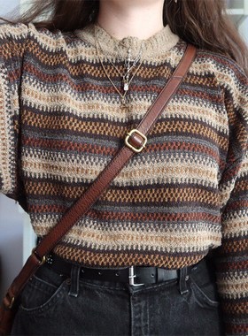 High Street Women Sweater Striped Contrasting Color Sweaters