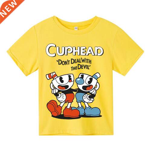 2022 Summer T-Shirt Girls boys cute cuphead Cartoon Print ki