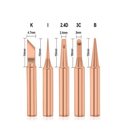 5Pcs I+B+K+2.4D+C soldering iron pure copper 900M soldering