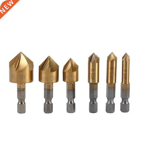 6pcs Chamfer Drill Bit HSS Chamfer Countersink 1/4 inch Hex