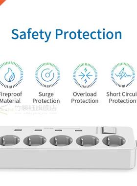 Extension Socket E 5 Ports 4 SB Power Strip for Home Office