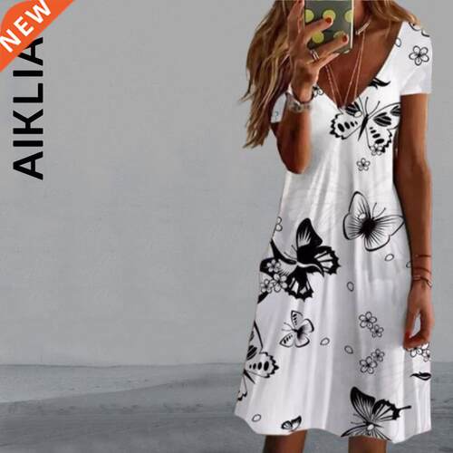 Aikliat Women Dress Fashion Loose Vintage Ruffles Befree Dre
