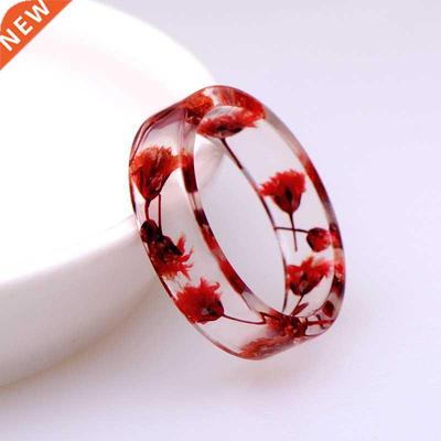 Ring Beautiful  Dried Flowers Colorful Resin Ring Clear C