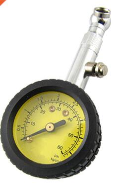 Black & Yellow Analog Tire Pressure Meter Dial for Auto