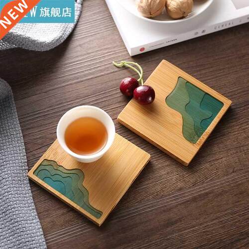 Bamboo Coaster Creative Epoxy Resin Transparent Bamboo Round