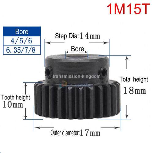 1Pcs 45# Steel 1Modulus 15 Teeth Spur Gear Metal Motor Conve