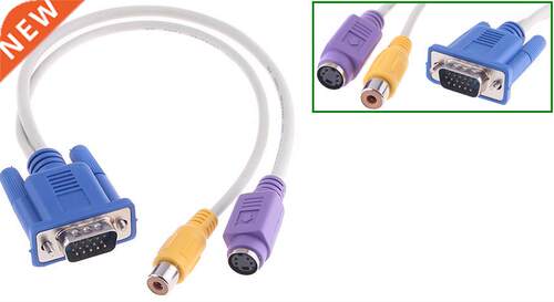 Premium TV AV OUT Converter Cable Adapter VGA to S-Video / R