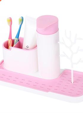 Bathroom Storage Shelf Washbasin Detergent Soap Dispenser To