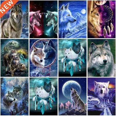 Wolf  5D Diamond Painting Full Round Rhinestone Paintings