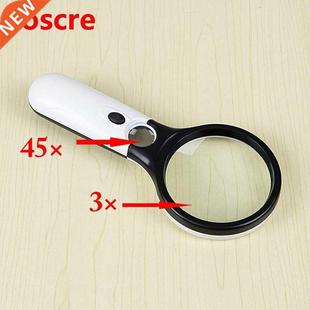 Light LED Magnifier Reading Glass 45X Magnifying Handheld
