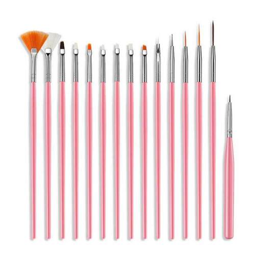 15Pcs Plastic Handle Nail Brush Set Design Gel Polish Painti