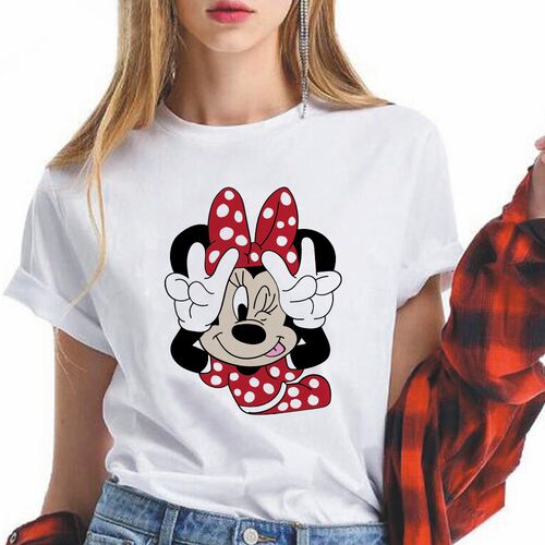 New Minnie Mouse T Shirt Women Kawaii Top Cartoon Graphic Te