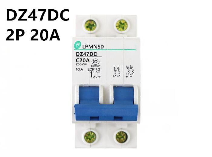 DZ47 DC 2P 20A 250V 10Ka Circuit breaker DC MCB safety break